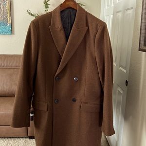 H&M mens Chocolate Wool Trench Coat